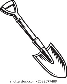 Spade Rustic Tool for Gardening, Silhouette vector art illustration with a white background