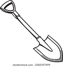 Spade Rustic Tool for Gardening, Silhouette vector art illustration with a white background