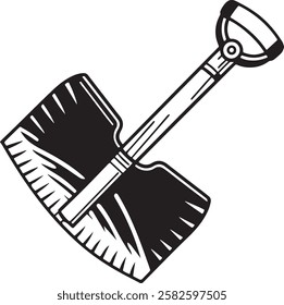 Spade Rustic Tool for Gardening, Silhouette vector art illustration with a white background