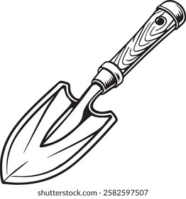 Spade Rustic Tool for Gardening, Silhouette vector art illustration with a white background