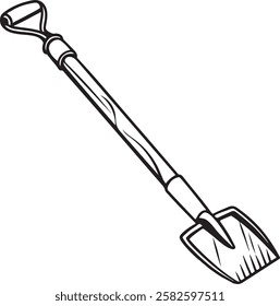 Spade Rustic Tool for Gardening, Silhouette vector art illustration with a white background