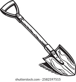 Spade Rustic Tool for Gardening, Silhouette vector art illustration with a white background