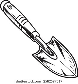 Spade Rustic Tool for Gardening, Silhouette vector art illustration with a white background