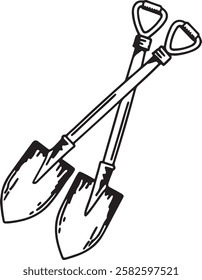 Spade Rustic Tool for Gardening, Silhouette vector art illustration with a white background