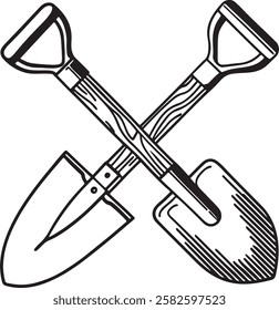 Spade Rustic Tool for Gardening, Silhouette vector art illustration with a white background