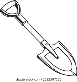 Spade Rustic Tool for Gardening, Silhouette vector art illustration with a white background