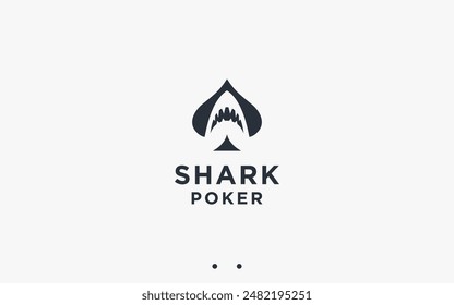 spade with shark logo design vector silhouette illustration