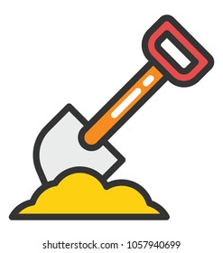 Spade shovel being used to dig a hole in soil 