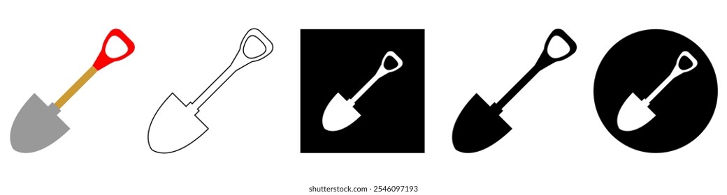 Spade Shovel for garden or construction, dig tool vector pictogram sign icon symbol ui and ux design, glyphs and stroke line