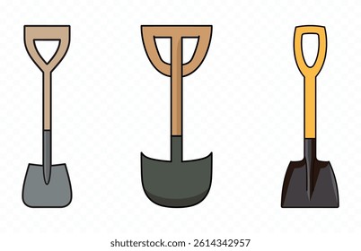 Spade Shovel Vector Clipart, Garden Shovel illustration Set