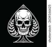 spade with skull vector logo