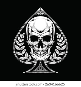 pá com logotipo do vetor do crânio