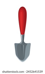 A spade, a small shovel for working in the garden and vegetable garden. Garden tools. A tool for loosening, digging, and planting plants. Vector illustration