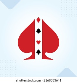 Spade Spilt Cards Red modern creative premium logo design vector template