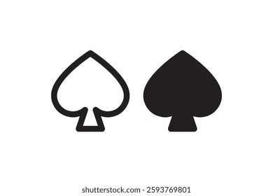 Spade Suit Icon Set in Black and White Vector