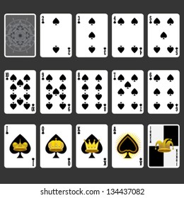 Spade Suit Playing Cards Full Set Stock Vector (Royalty Free) 134437082 ...