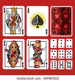 Spade Suit Playing Cards Full Set, Include King Queen Jack And Ace