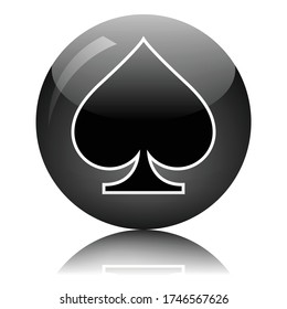 Spade symbol - glass button on light mirror surface - vector illustration