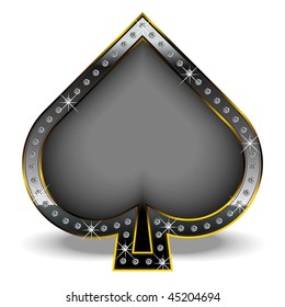 Spade symbol inside a luxury frame and a lot of diamonds.