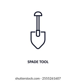 spade tool outline icon.  Thin line icon from construction tools collection. Editable vector isolated on white background