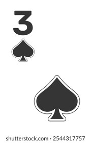 Cartão de Espadas 3 para poker, jogo de cassino e para blackjack para Deck