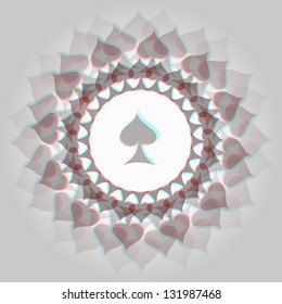 Spades 3d anaglyph effect 3d decorative background
