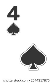 Cartão de Espadas 4 para poker, jogo de cassino e para blackjack para Deck