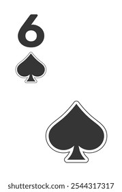 Cartão de Espadas 6 para poker, jogo de cassino e para blackjack para Deck