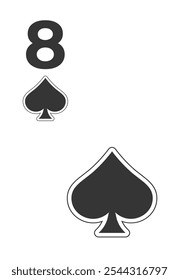 Cartão de Espadas 8 para poker, jogo de cassino e para blackjack para Deck