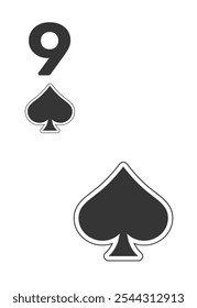 Cartão Spades 9 para poker, jogo de cassino e para blackjack para Deck