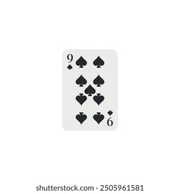 Spades 9, playing card, vector design