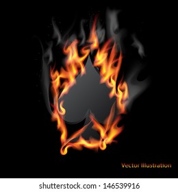 Spades Card in Fire
