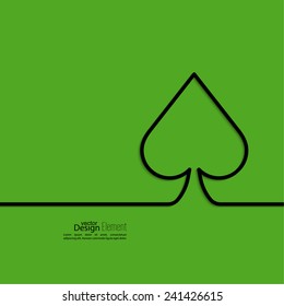 spades card on a green background. Vector.