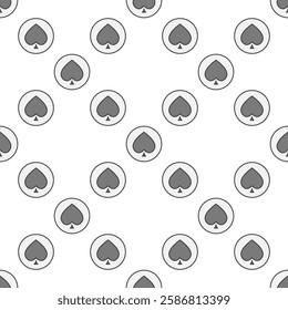 Spades Card Suit in Circle vector concept colored seamless pattern or background