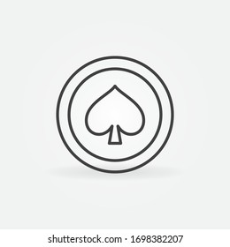 Símbolo o icono de concepto vectorial Spades Card Suit en estilo de línea delgada
