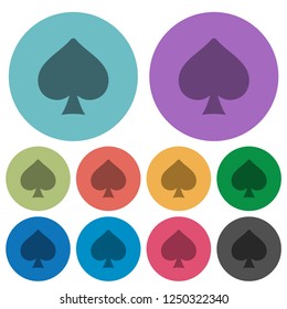 Spades card symbol darker flat icons on color round background