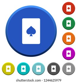 Spades card symbol round color beveled buttons with smooth surfaces and flat white icons