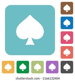 Spades card symbol white flat icons on color rounded square backgrounds