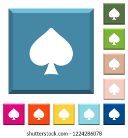 Spades card symbol white icons on edged square buttons in various trendy colors