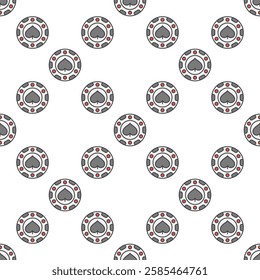 Spades Casino Chip vector concept colored seamless pattern or background