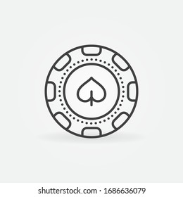 Spades Casino Chip contorno vectorial simple icono o logotipo