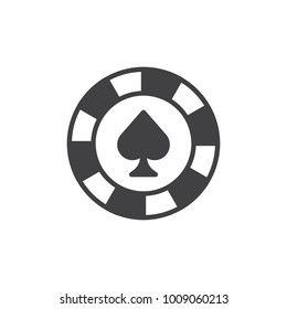 Spades chip icon vector, filled flat sign, solid pictogram isolated on white. Casino chip symbol, logo illustration.