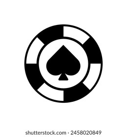 Spades chip icon vector, filled sign. Casino chip symbol flat trendy style illustration flat design on white background..eps