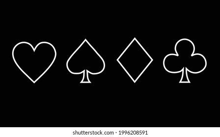 spades, diamonds, clubs and hertz isolated on a black background