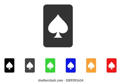 Spades Gambling Card icon. Vector illustration style is a flat iconic spades gambling card symbol with grey, yellow, green, blue, red, black color versions. Designed for web and software interfaces.