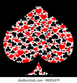 Spades with game card symbols, vector