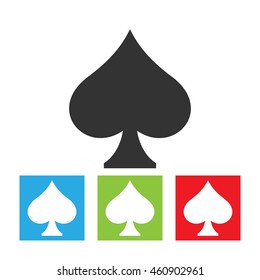 Spades icon. Simple logo of spades sign on white background. Flat vector illustration.
