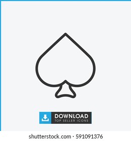 Spades icon. Simple outline Spades vector icon. On white background.