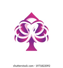 Spades octopus vector logo design premium