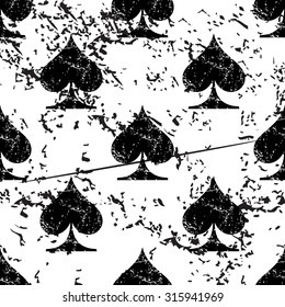 Spades pattern grunge, black image on white background